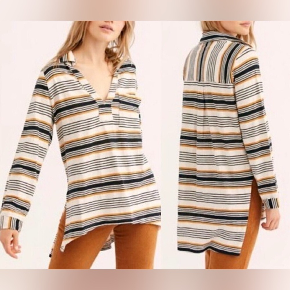 Free People Beach Breaker Stripe Tunic Top | Medium